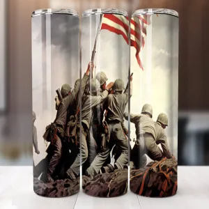 Battle of Iwo Jima USA Army Patriotic 20oz  Skinny Tumbler