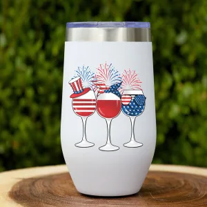 USA Patriotic Flag 12oz Wine Tumbler