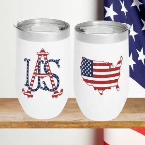 USA Patriotic Flag 12oz Wine Tumbler