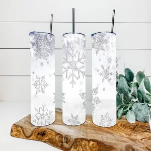 Snowflake Snow Sparkle Merry Christmas 20oz  Skinny Tumbler