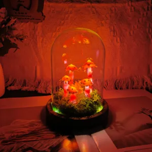 Bright Red Spotted Flowers Dome Night Light