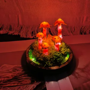 Bright Red Spotted Flowers Dome Night Light