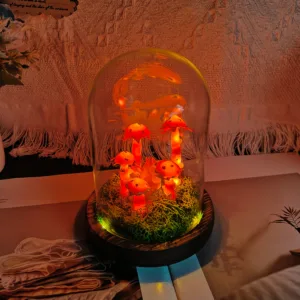 Bright Red Spotted Flowers Dome Night Light