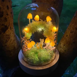 Charming Cat and Mushroom Night Light Wreath
