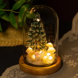 Christmas Mushroom Night Light with Reindeer and Tree