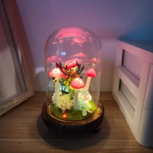Crimson Spotted Floral Dome Night Light
