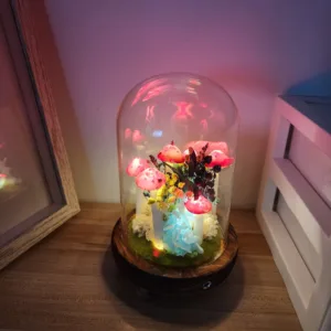 Crimson Spotted Floral Dome Night Light
