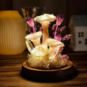 Crystal Accent Handmade Mushroom Night Light