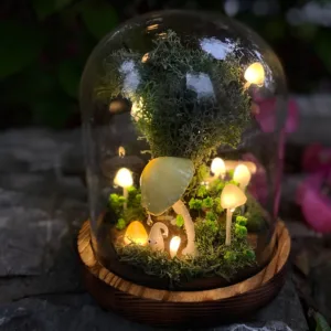 Cute Elf Under Mushroom Night Light with Handmade Tree