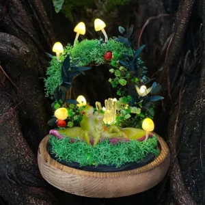 Cute Pea Frog and Mushroom Night Light Wreath