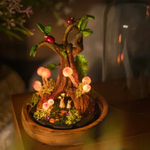 Enchanted Mushroom Night Light with Rabbit and Tree