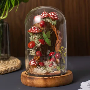 Enchanted Red Mushroom Night Light with Tree Arch