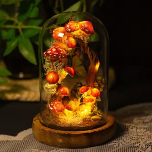 Enchanted Red Mushroom Night Light with Tree Arch