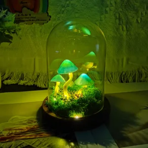Green Cap Mossy Base Dome Mushroom Night Light