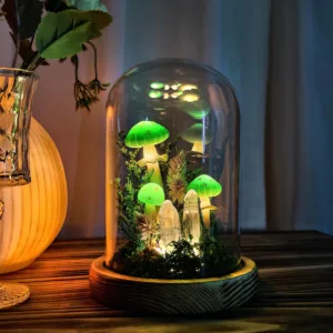 Green Crystal Illuminated Mushroom Night Light