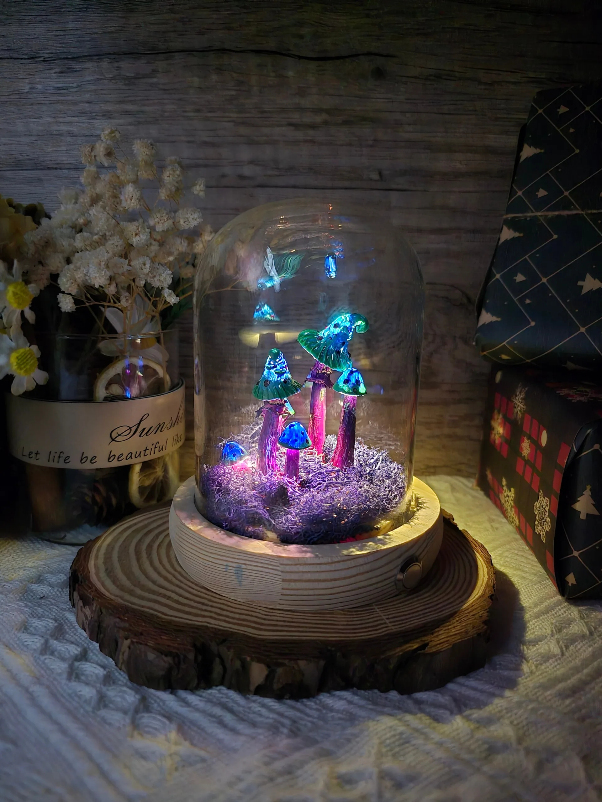 Green Spotted Purple Stem Moss Night Light