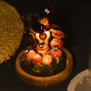 Halloween Themed Mushroom Night Light with Red Caps