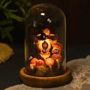 Halloween Themed Mushroom Night Light with Red Caps
