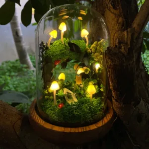 Handmade Mushroom Night Light with Cute Wreath Design