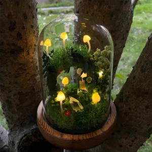 Handmade Mushroom Night Light with Cute Wreath Design