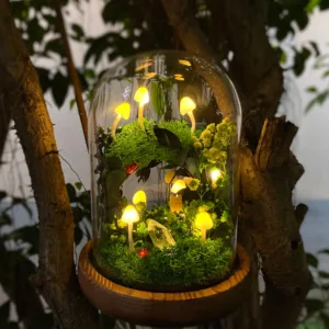 Handmade Mushroom Night Light with Cute Wreath Design