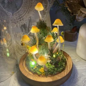 Handmade Orange Glowing Mushroom Night Light