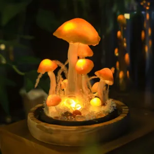 Handmade Orange Mushroom Night Light with Glowing Effect