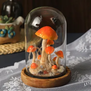 Handmade Orange Mushroom Night Light with Glowing Effect