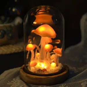 Handmade Orange Mushroom Night Light with Glowing Effect