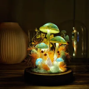 Illuminated Crystal Accent Mushroom Night Light in Glass Dome