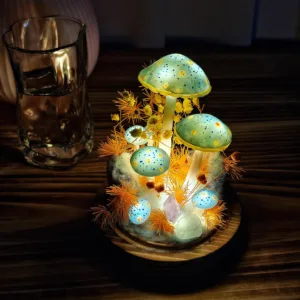 Illuminated Crystal Accent Mushroom Night Light in Glass Dome