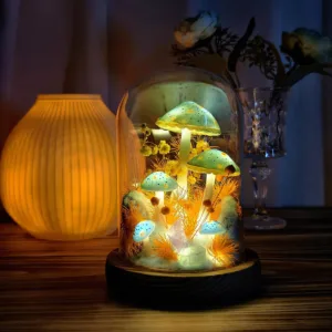 Illuminated Crystal Accent Mushroom Night Light in Glass Dome