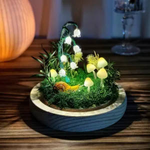 Moss and Lily of the Valley Mushroom Night Light