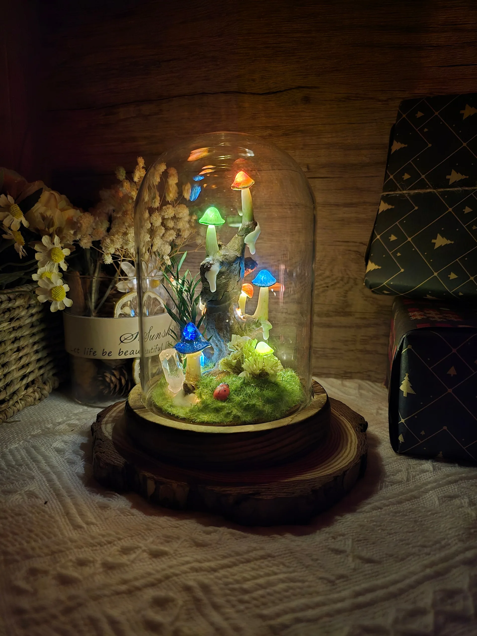 Multi Colored Mushroom Branch Dome Night Light