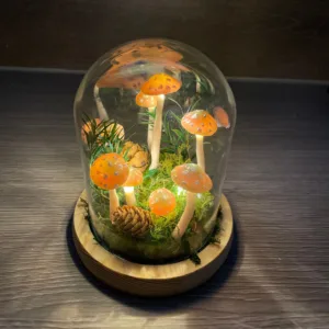 Mushroom Night Light with Pine Cone