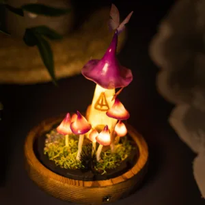 Mysterious Purple Mushroom Night Light with Witch Hat