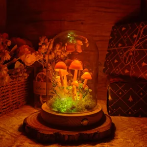 Orange Mushroom Terrarium Night Light