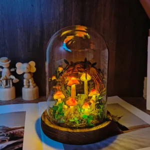 Painted Cap Mushroom Wreath Terrarium Night Light