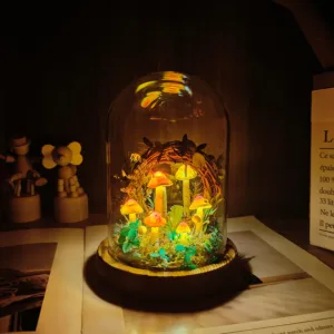 Painted Cap Mushroom Wreath Terrarium Night Light