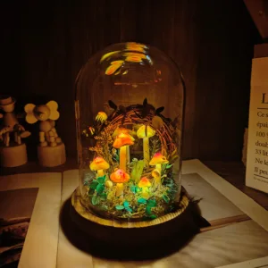 Painted Cap Mushroom Wreath Terrarium Night Light