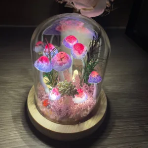 Pink Blue Spotted Mushroom Night Light