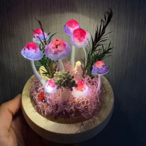 Pink Blue Spotted Mushroom Night Light