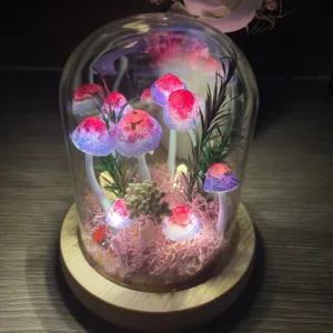 Pink Blue Spotted Mushroom Night Light