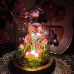 Pink Glowing Mushroom Night Light Crystals