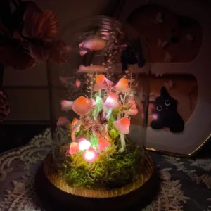 Pink Glowing Mushroom Night Light Crystals
