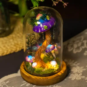 Purple Blue Mushroom Night Light with Water Droplet Effect