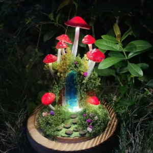 Red Mushroom Night Light with Tree Arch